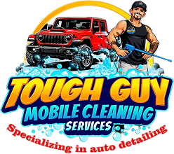 Cartoon man with red vehicle illustration